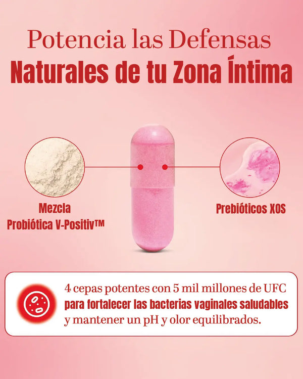 Uro Probióticos Intimos para Mujeres, cápsula de probióticos y prebióticos para salud íntima.