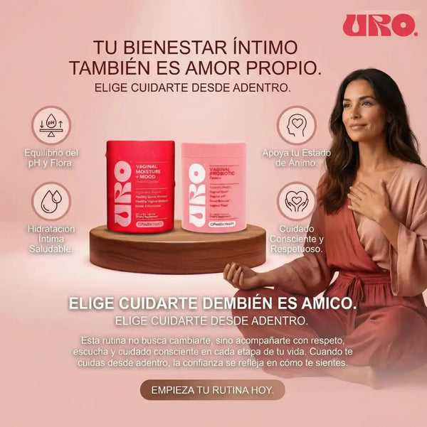 Combo Rutina intima para el cuidado de la salud íntima femenina, incluye probióticos y productos de hidratación.